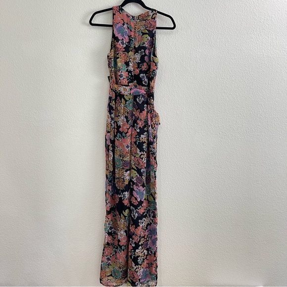 LULU'S Sweetest Romance Black Multi Floral Print Wide Leg Jumpsuit Size XS - Picture 8 of 12